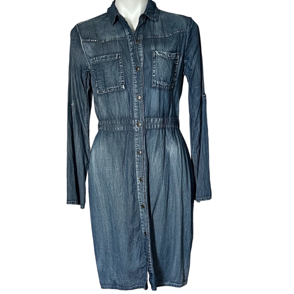 Chambray Denim Shirt Dress with Cinch Waist from New York & Company